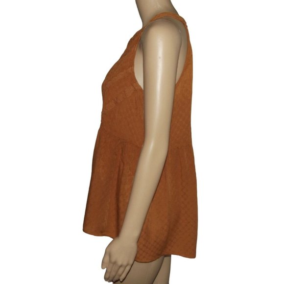 Maurices Tank Sz Medium Gold Pumpkin Spice sleeveless racerback top blouse shirt - Picture 5 of 9